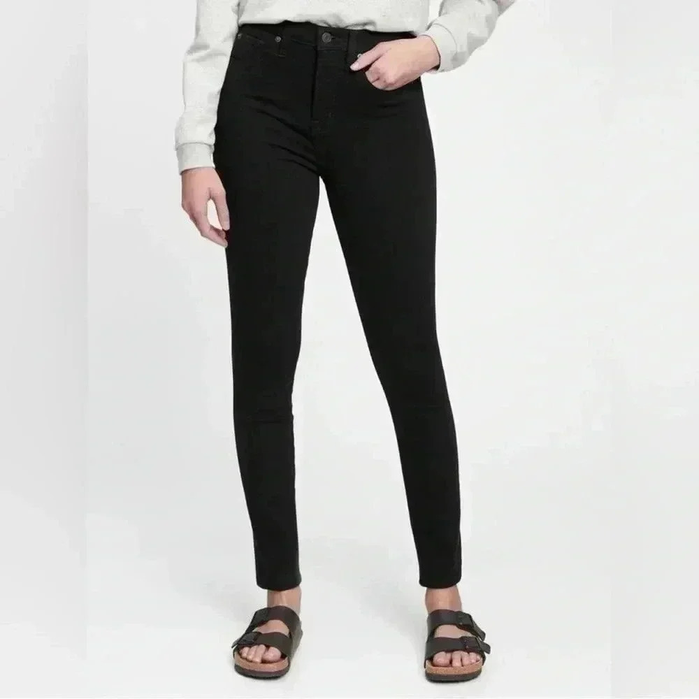 GAP True Skinny Jeans High Waisted Stretch Black Denim Size 26